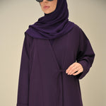 Plum purple tie abaya with hijab and elegant fit - CO-VRD modest fashion