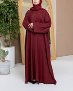 Rouge red flow abaya with inner dress and hijab set - CO-VRD modest fashion